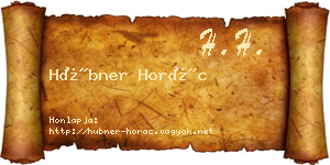 Hübner Horác névjegykártya